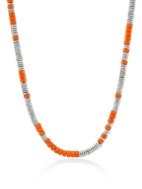 John Hardy Orange Enamel and Silver Heishi Necklace (NEW)